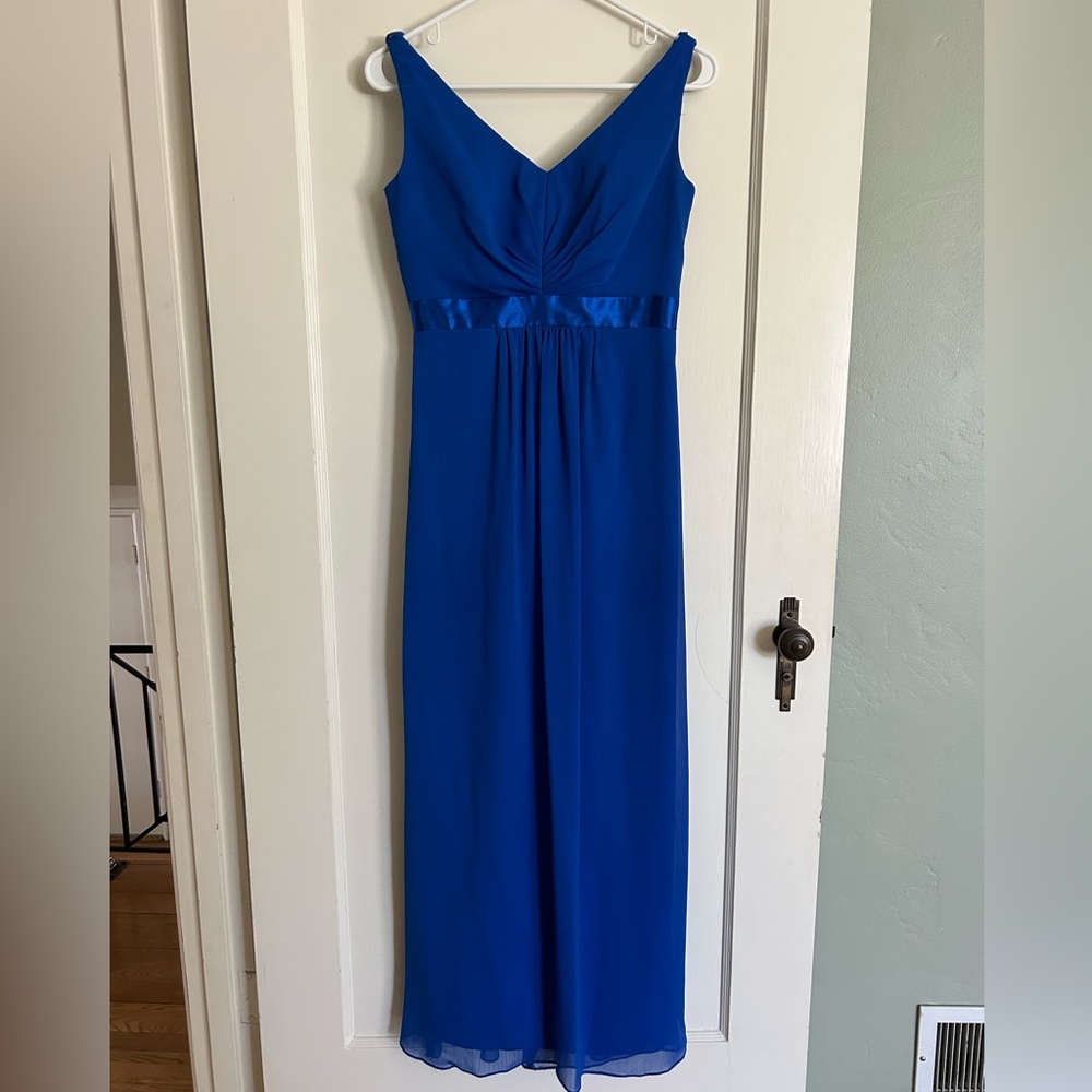 David's Bridal Blue Ruched Sweetheart Gown